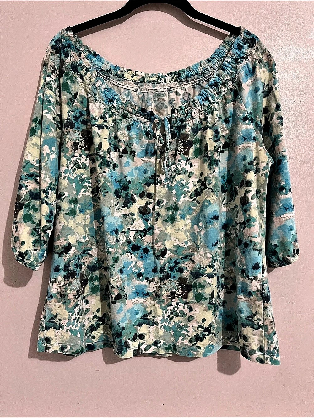 Floral Top in Blue & Green Size Large